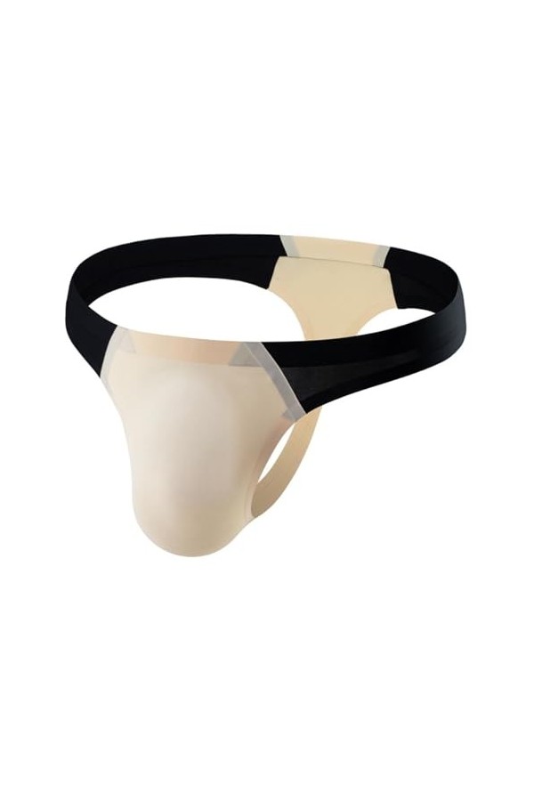 Yorggvel Culotte fine en soie glacée pour homme - Taille basse - Blocage de couleur - Sous-vêtements sans coutures, bleu, L