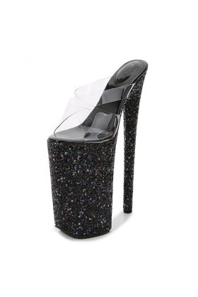 EXECAB Talons hauts de 26CM, bouche de poisson imperméable à la plate-forme, sandales à fond épais, chaussures de danse de so