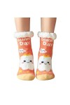 PRUVA Chaussettes pantoufles floues - Chaussettes antidérapantes à motif mignon - Chaussettes chaudes pour femmes et filles, 