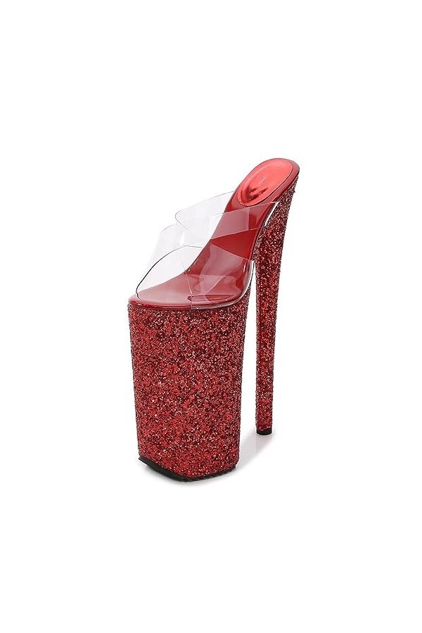 EXECAB Talons hauts de 26CM, bouche de poisson imperméable à la plate-forme, sandales à fond épais, chaussures de danse de so