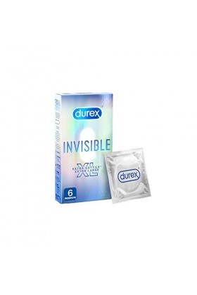 Durex Invisible Preservativi Ultrasottili 0.05 mm ad Alta Sensibilità XL, Extralarge, 6 Profilattici