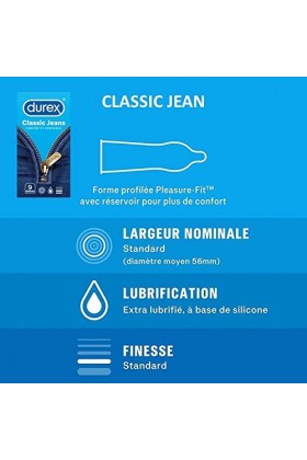 DUREX - Lot de 2 Boîtes de Préservatifs - Classic Jeans x9 - Feeling Extra x10
