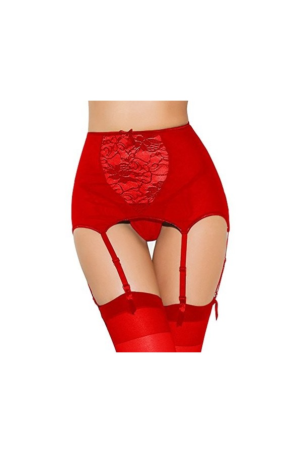 Sbra Femmes Dentelle Jarretière Jarretelles Porte-jarretelles X-Large, Rouge 