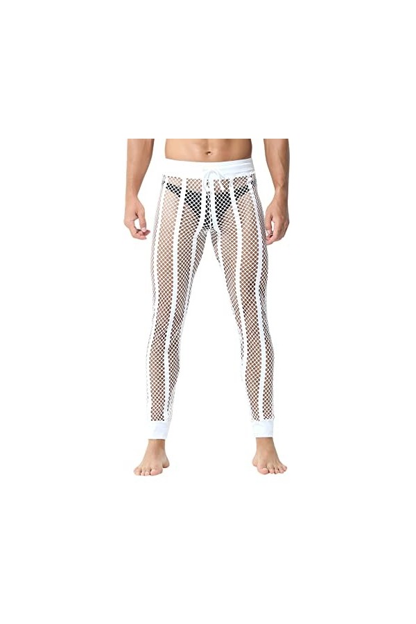 Pantalon en maille pour homme - Sous-vêtement en maille - Partiellement transparent - Coupe décontractée - Sous-vêtement - Pa