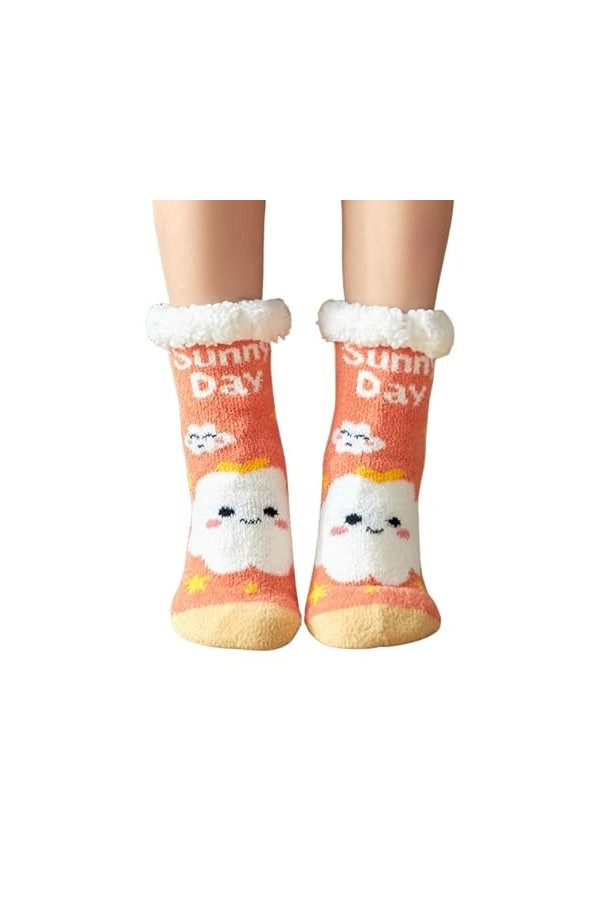 NEECS Chaussettes pantoufles pelucheuses pour femmes | Chaussettes antidérapantes à motif mignon - Chaussettes chaudes pour f