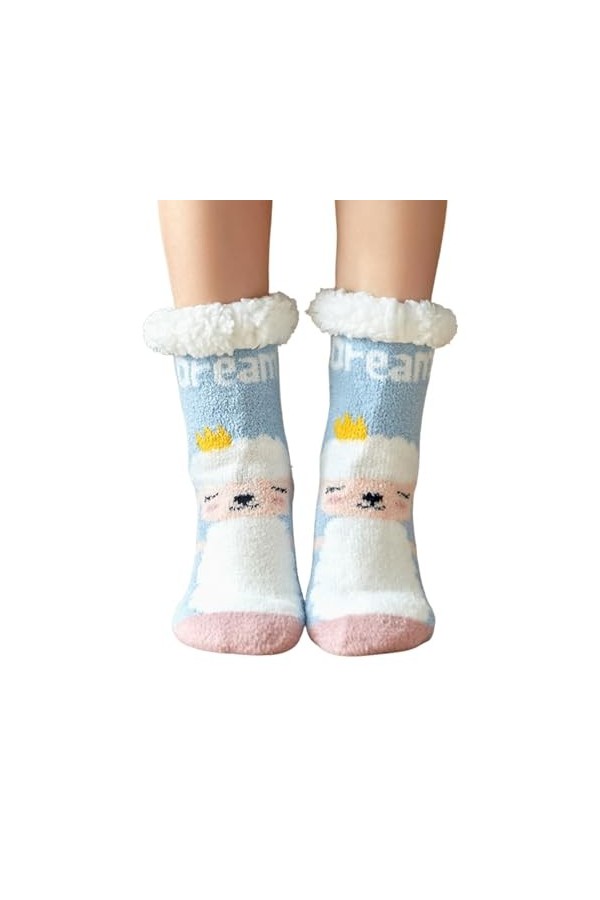JVAN Chaussettes pantoufles pelucheuses pour femmes - Chaussettes confortables antidérapantes à motif mignon,Chaussettes chau