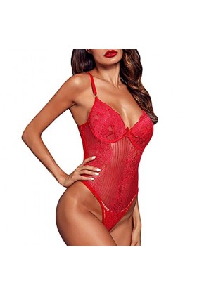 Lingerie Sexy, Teddy Femme Lingerie Dentelle Bretelles Nuit Titulaire Une Pièce Hot Pyjama Tenue Sexy String Lingerie Cuir Zi
