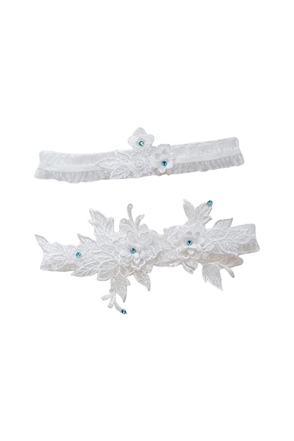 Colcolo 2 Pièces Jarretière de Mariée Mariage Mariée Jarretière 15in-22inch Jarretières de Cuisse Femmes Motif Floral Extensi