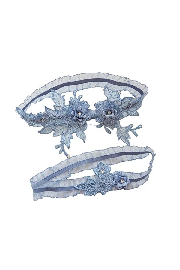 Colcolo 2 Pièces Jarretière de Mariée Mariage Mariée Jarretière 15in-22inch Jarretières de Cuisse Femmes Motif Floral Extensi