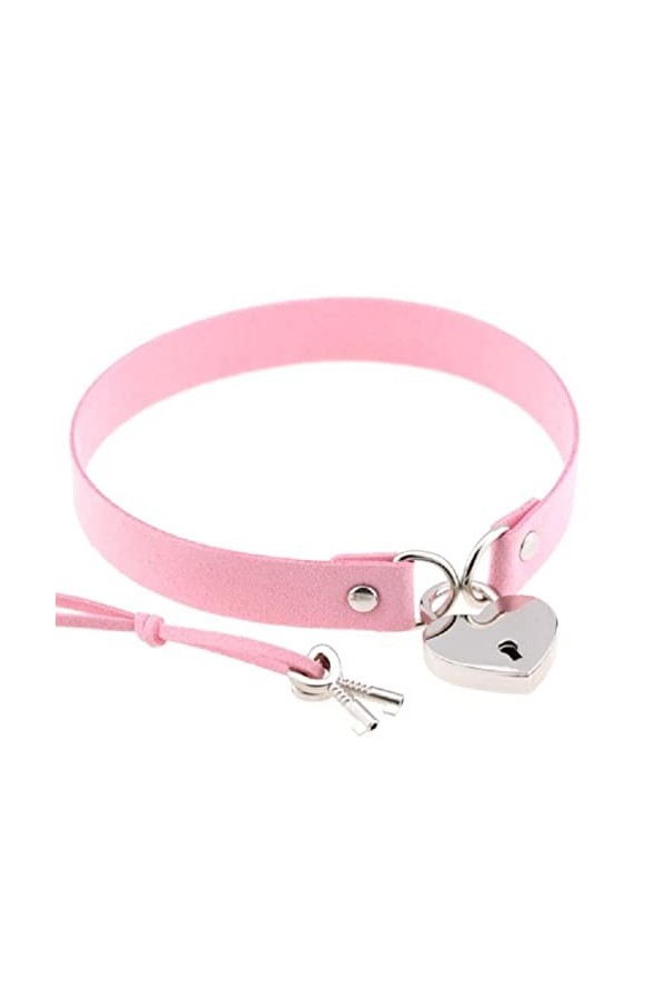 Labstandard Punk Gothique Ras du Cou Coeur Cadenas Ras du Cou avec CléS Punk Ras du Cou pour Femmes Fille Cosplay Partie en C