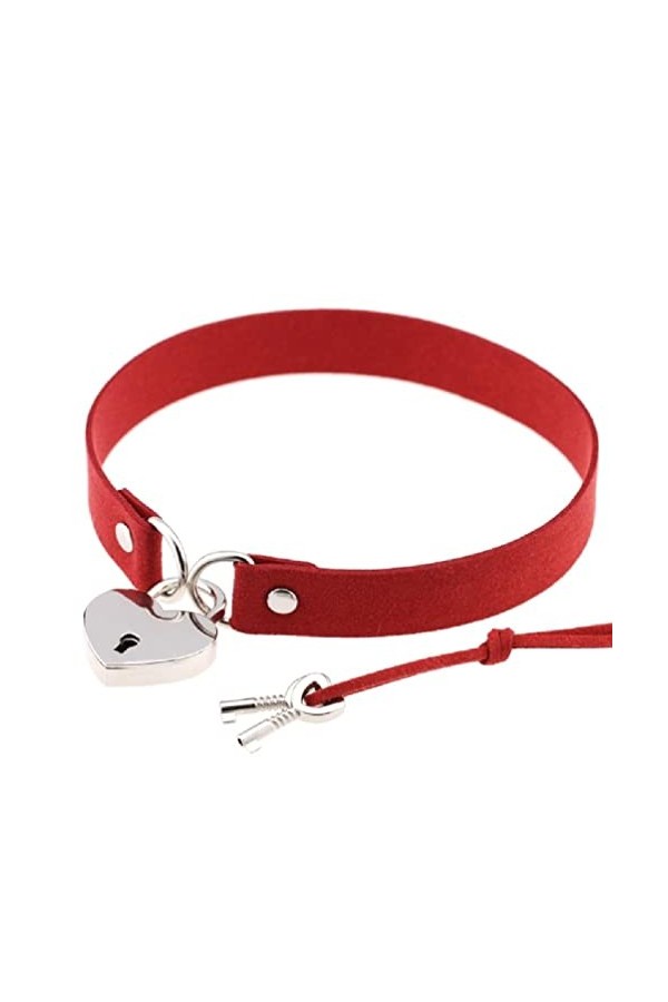 Labstandard Punk Gothique Ras du Cou Coeur Cadenas Ras du Cou avec CléS Punk Ras du Cou pour Femmes Fille Cosplay Partie en C