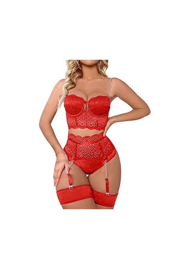 Zannycn Ensemble de lingerie sexy pour femme - Ensemble de lingerie sexy en dentelle - Ensemble de sous-vêtements pour femme 