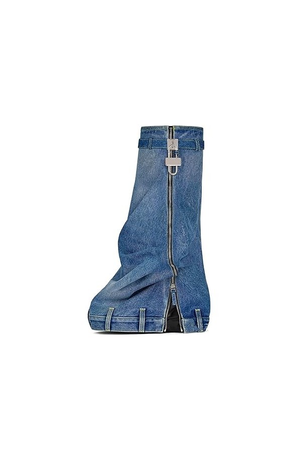 Bottes Hauteur Genou En Denim À Plateforme Repliable Padlock Color : Blue, Size : 42 EU 
