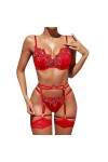 Lingerie Sexy Femme Coquine Hot, Ensemble de Lingerie pour Femmes avec Porte-Jarretelles Soutien-Gorge Sexy et Culotte en Den