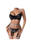 Lingerie Sexy Femme Coquine Hot, Ensemble de Lingerie pour Femmes avec Porte-Jarretelles Soutien-Gorge Sexy et Culotte en Den