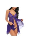 TWIOIOVE Ensemble de lingerie sexy pour femme - Licol en dentelle - Sous-vêtements - Push up - Dos nu - Coupe ajustée - Sans 