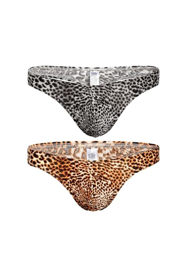 VemeFufu String Tanga Sexy Léopard Sous-Vêtements Hommes Shorts de Sport Sous-Vêtements Hommes Chaud Taille Basse Élastique S