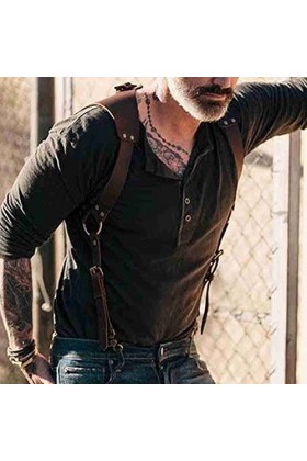 Harnais de poitrine réglable en simili cuir pour homme et femme, marron, taille unique