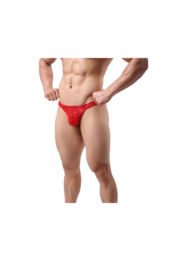 YYKSYDPT Homme String Sexy Dentelle Slip Thongs sous-vêtement Lingerie Respirant Poche T-Back Tangas as4, Alpha, jaspo_m, 2X