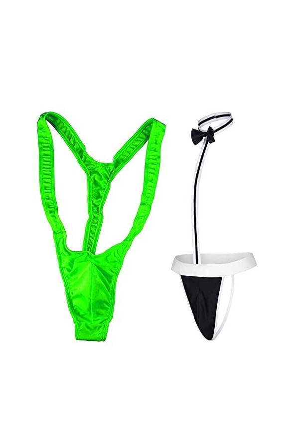 String Mankini pour Homme Taille Unique Couleur Vert + Rouge A.LV+A.Hong 