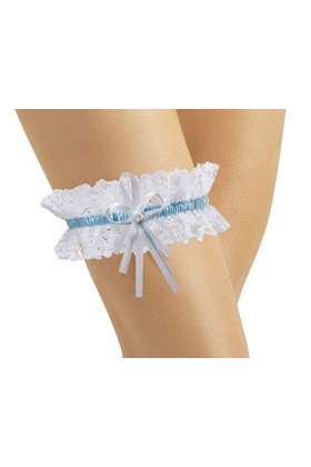 BrautChic Jarretière de mariage - Jarretière de mariée CLASSIC - Top élastique - Accessoires pour la mariée - BLANC/BLEU