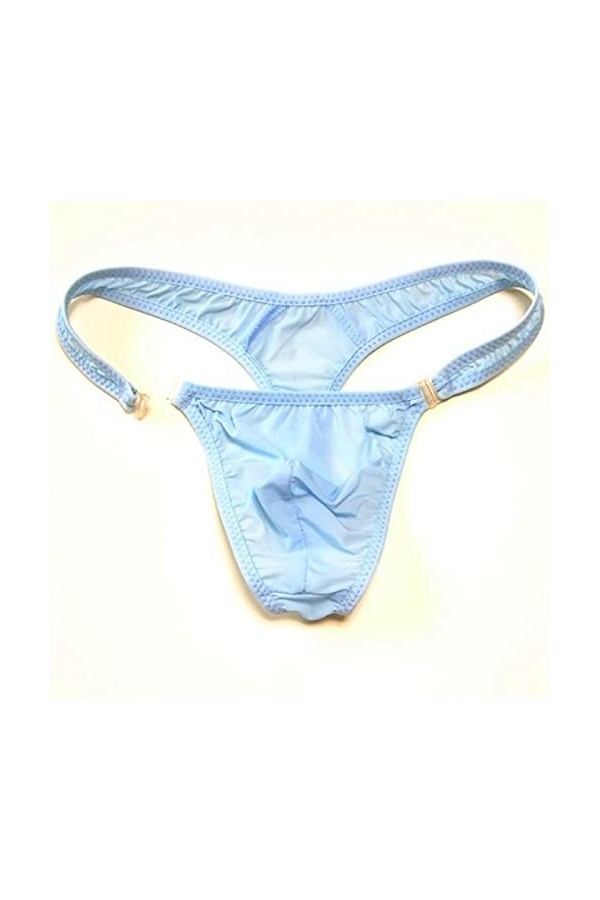 PIYAX Strings en Nylon pour Hommes translucides Slips de Bikini à Boutons Sexy pour Hommes G-String Gay