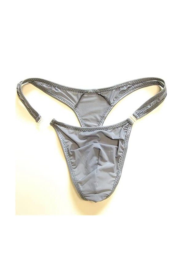 PIYAX Strings en Nylon pour Hommes translucides Slips de Bikini à Boutons Sexy pour Hommes G-String Gay