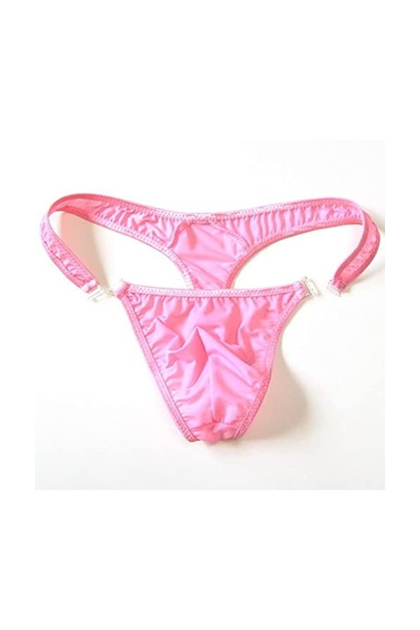 PIYAX Strings en Nylon pour Hommes translucides Slips de Bikini à Boutons Sexy pour Hommes G-String Gay