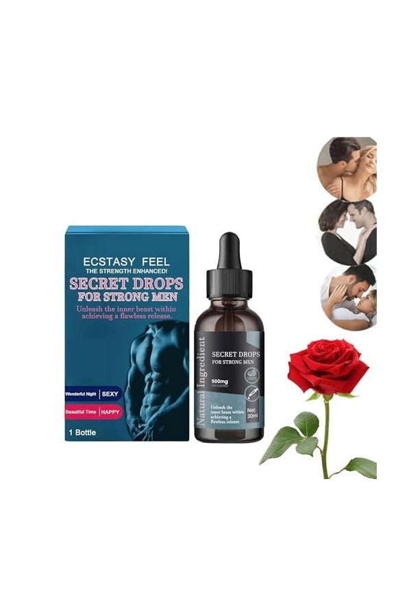 Gouttes secrètes pour hommes forts, gouttes heureuses secrètes, gouttes orales PleasurePeak, gouttes dhormones, amélioration