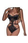 Lingerie Sexy Femme Coquine Hot Ouverte, Ensemble de Lingerie Sexy pour Femme avec Porte Jarretelles Soutien Gorge et Culotte
