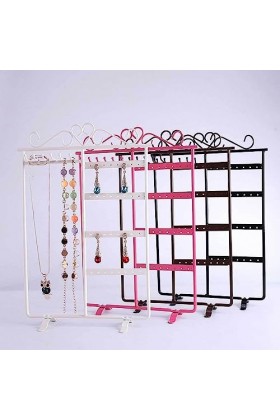 CLSSLVVBN Métal 32 trous 6 crochets montés boucles doreilles Bracelet support Table commode organisateur multifonction bijou