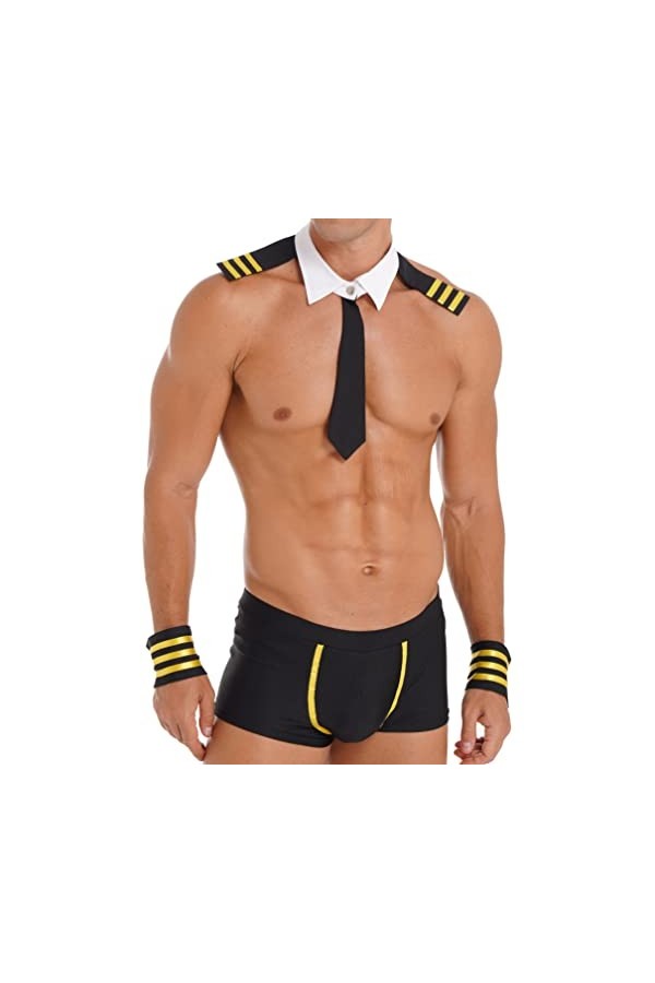 ranrann Déguisement Marin Homme Sexy Cosplay Uniforme Costume Policier Tenue Erotisme Lingerie Ensemble Sous-vêtement Clubwea