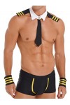 ranrann Déguisement Marin Homme Sexy Cosplay Uniforme Costume Policier Tenue Erotisme Lingerie Ensemble Sous-vêtement Clubwea