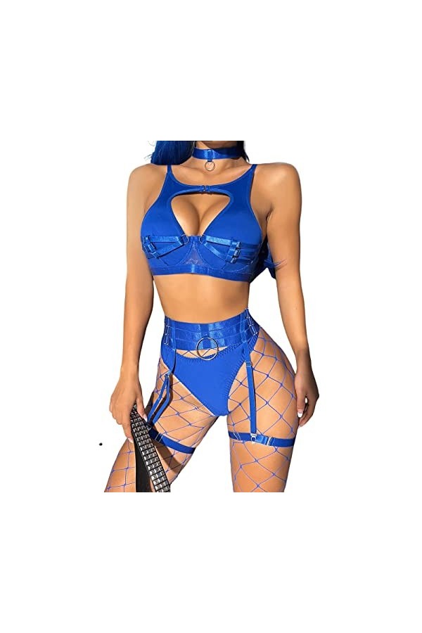 LUBOSE Ensemble de lingerie sexy pour femme - Noir - Taille M