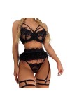 Lingerie Sexy Femme Coquine Hot, Ensemble de Lingerie Sexy pour Femme avec Porte Jarretelles Soutien Gorge et Culotte en Mail