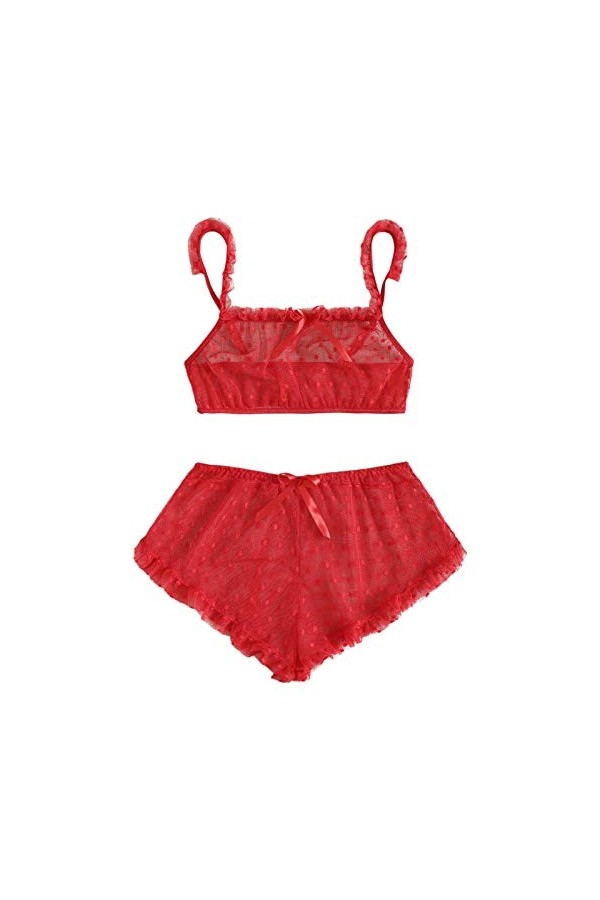 ZHIYU Lingerie sexy en dentelle G-string pour la Saint-Valentin, Bordeaux, M