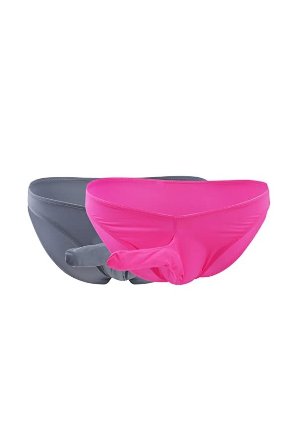 Anzhee Culottes pour homme String String Sexy Sous-vêtements Hommes Confortable Soie Slips Thong Sous-vêtements, Kaki + Viole