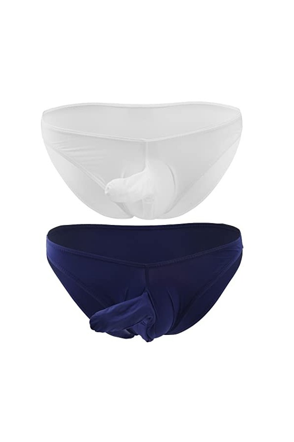 Anzhee Culottes pour homme String String Sexy Sous-vêtements Hommes Confortable Soie Slips Thong Sous-vêtements, Kaki + Viole