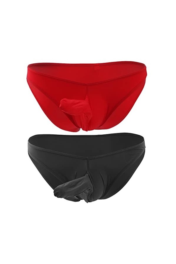 Anzhee Culottes pour homme String String Sexy Sous-vêtements Hommes Confortable Soie Slips Thong Sous-vêtements, Kaki + Viole