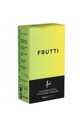Feel Frutti, préservatifs colorés et aromatisés banane, fraise, raisins pour une expérience fruitée, 1 x 12 pc.