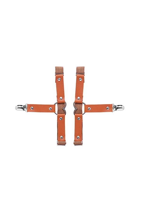 VICASKY 2Pcs Jarretières Gothiques Punk Coeur Harnais en Cuir Porte-Jarretelles Élastique Cuisse Jambe Anneau avec Pince à Br