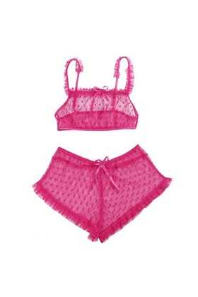 ZHIYU Sous-vêtements sexy en dentelle G-string nœud papillon nuisette femme sexy, Rose, M