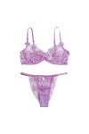 ZHIYU Soutien-gorge en dentelle Sexy Palette Broderie G-string Vêtements Bustier Fleurs Filet Tenue Femme Sexy, Bordeaux, S