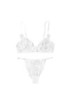 ZHIYU Soutien-gorge en dentelle Sexy Palette Broderie G-string Vêtements Bustier Fleurs Filet Tenue Femme Sexy, Bordeaux, S