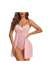 Fulidngzg Body en dentelle noire pour femme avec trou en dentelle - Lingerie sexy - Tenue Curvy - Grandes tailles - Lingerie 