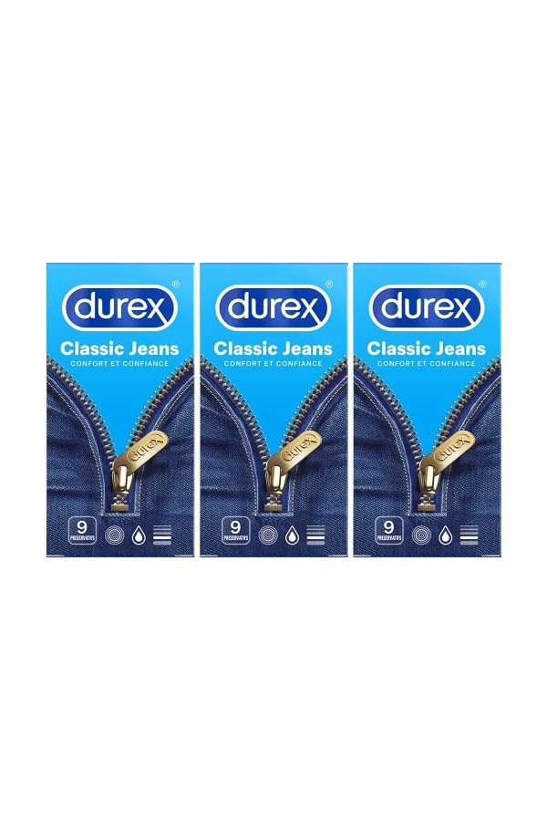 Durex Préservatif Classic Jeans confort et confiance - 3x9 Préservatifs…