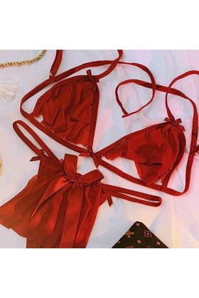 Femmes Fleur Dentelle Culotte sous-vêtements Set Soutien-Gorge Haut Culotte Ensemble de sous-vêtements Maille Coupe Deux pièc