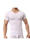 T-shirt à manches courtes en soie glacée pour homme - Ultra mince - Translucide - Mode dété - Haut sculptant - Vêtement din