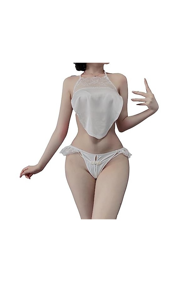 Ensemble de sous-vêtements en Dentelle pour Femmes Fleurs Dentelle Lingerie Tulle Pyjama Harnais poupées Ensemble Lingerie Py