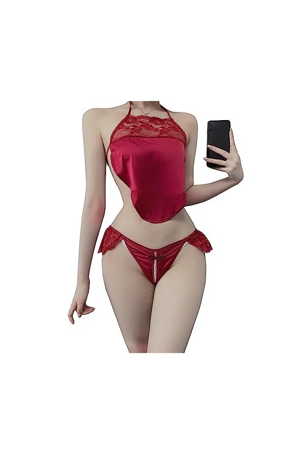 Ensemble de sous-vêtements en Dentelle pour Femmes Fleurs Dentelle Lingerie Tulle Pyjama Harnais poupées Ensemble Lingerie Py